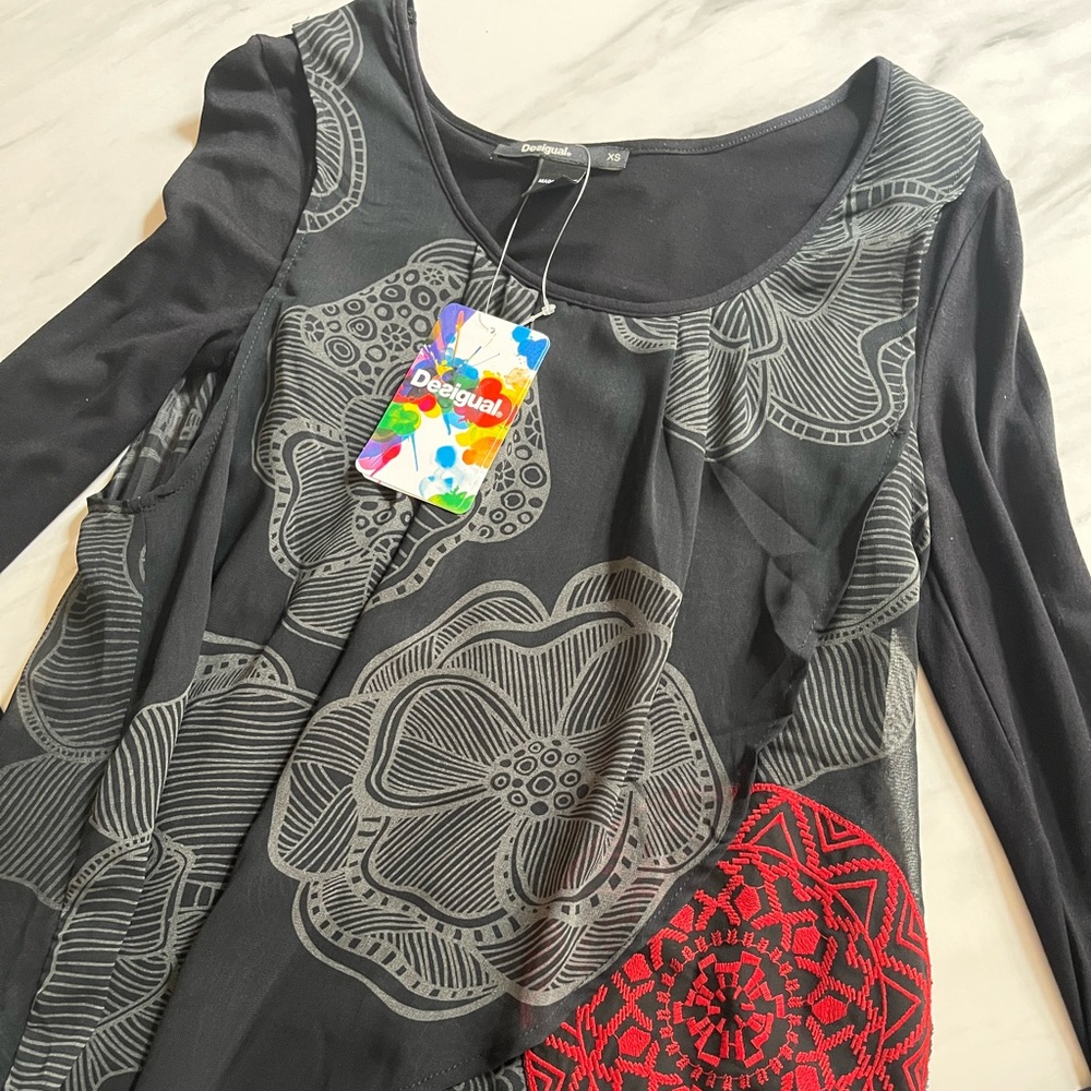 Desigual Black Patterned Top